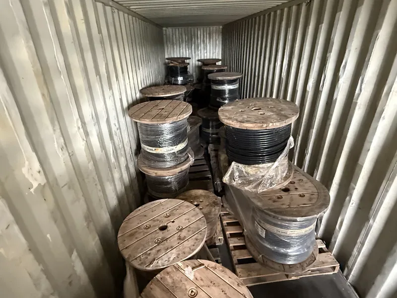Cable reels loaded in a shipping container — Scranton, PA