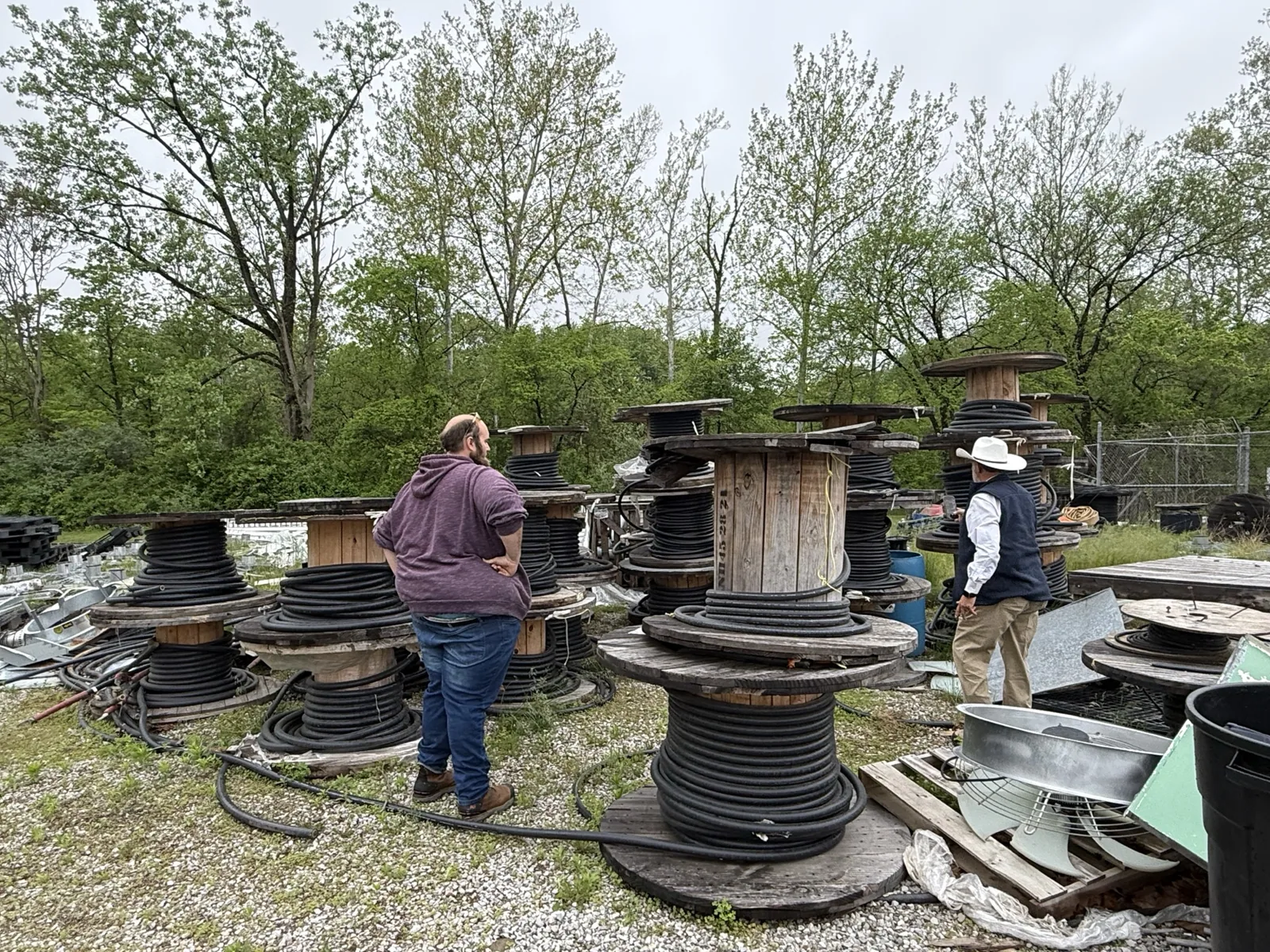 Cable reels staged in an outdoor yard — Springfield, MA