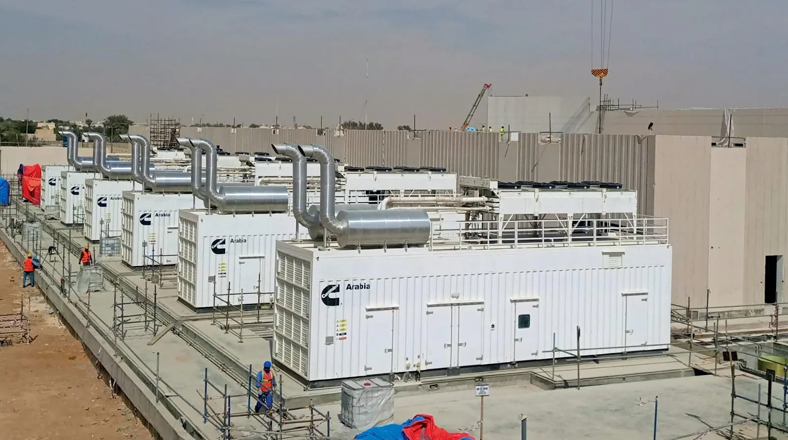 Row of Cummins standby generator sets at a job site — Reading, PA
