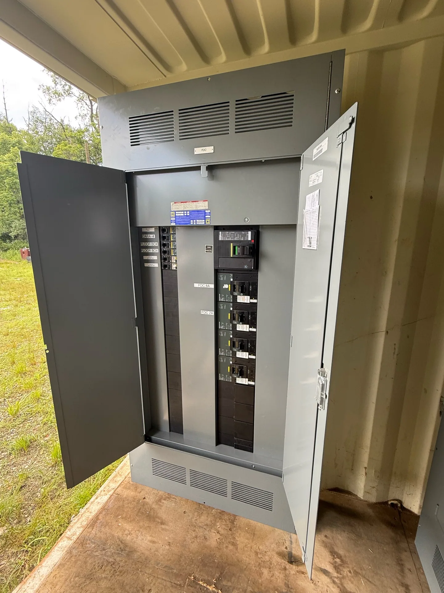 Panelboard with the door open showing branch breakers — Springfield, MA