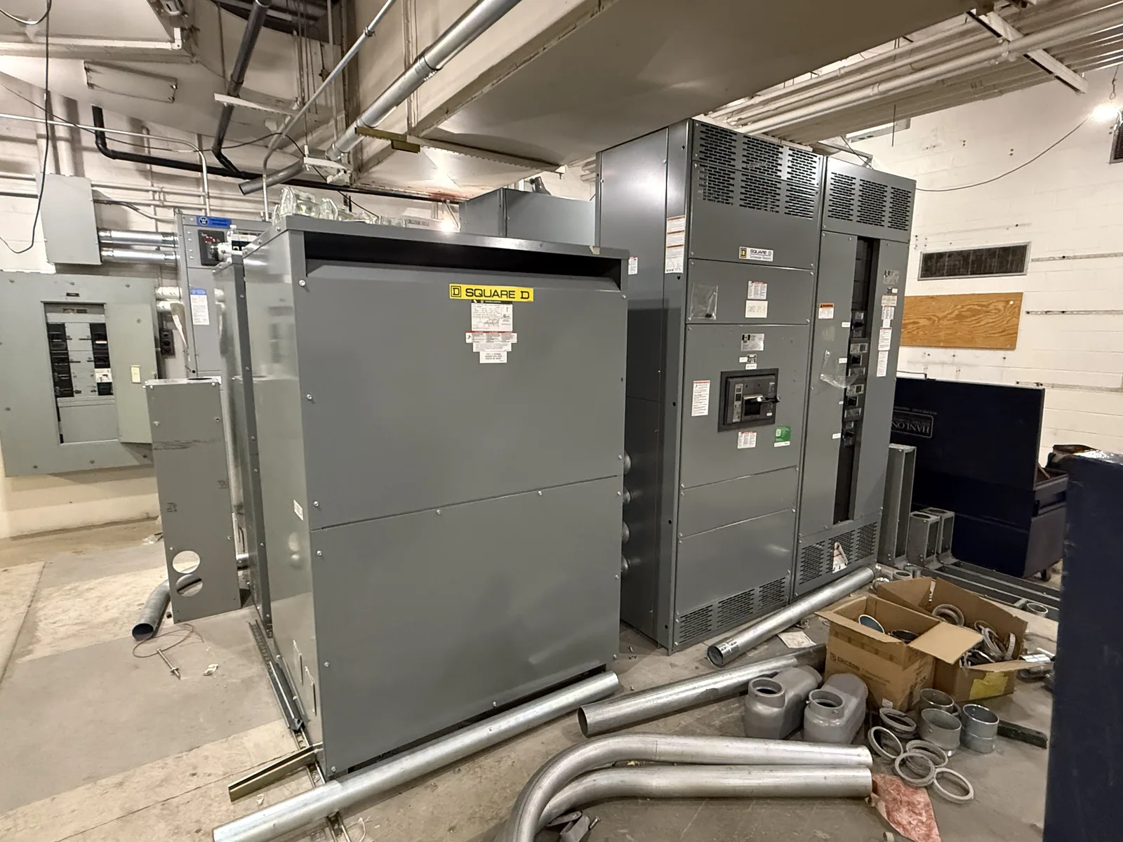 Switchgear and transformer installed in a plant electrical room — Frederick, MD